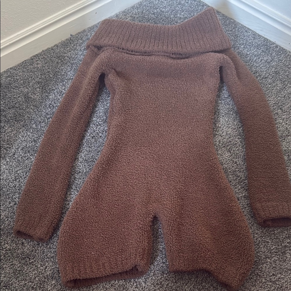 Cozy Brown Off-Shoulder Sweater